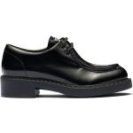 Chaussures de créateur Prada noires en cuir en cuir à bouts ronds à lacets Pointure 40,5 pour femme 