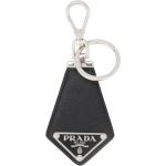 Porte-clés de créateur Prada noirs en métal en cuir 