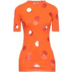 Pulls de créateur Prada orange en viscose à mailles à manches courtes à col rond Taille XS pour femme 