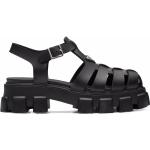 Sandales de créateur Prada noires en caoutchouc en cuir à bouts ronds pour homme 