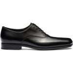 Chaussures de créateur Prada noires en cuir en cuir à bouts carrés à lacets pour homme 