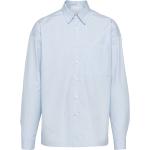 Chemises de créateur Prada bleu ciel à rayures rayées à manches longues classiques pour homme 