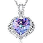 Pendentifs coeur violets en cristal 18 carats look fashion pour femme 