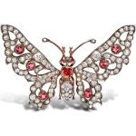 Pragnell Vintage broche Victorian en or rose 18ct ornée de diamants et rubis - Argent