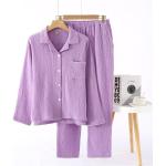 Pyjamas d'automne violets en coton Taille XL plus size look asiatique pour femme 