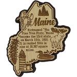 Printtoo USA Maine State Map Cadeau en Bois Souvenir Cadeau Magnet Magnet