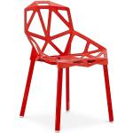 Chaise de salle à manger design Hit - pp et métal Rouge - Métal, pp - Rouge