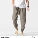 Pantalons en lin d'automne kaki en toile Taille 3 XL look casual pour homme 