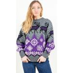 Pullovers pour fêtes de Noël violets en laine Taille L look vintage pour femme 