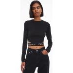 Pulls de créateur Calvin Klein noirs à logo en lyocell à mailles éco-responsable à manches longues à col rond Taille L pour femme en promo 