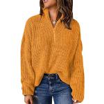 Pullovers jaunes en polyester à manches longues à col rond Taille XXL plus size look fashion pour femme 