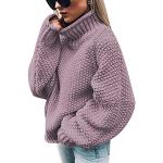 Pullovers violets à manches longues à col roulé Taille XL look fashion pour femme 