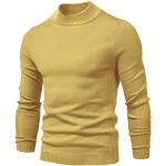 Pulls en laine pour fêtes de Noël d'automne jaunes imperméables à manches longues à col roulé Taille XL plus size look fashion pour homme 