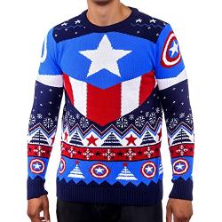 Pull de Noël Captain-American pour homme et femme Cadeau Marvel, Multicolore, XXL