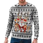 Sweats zippés pour fêtes de Noël blancs en velours à capuche à manches longues à col bateau Taille 3 XL plus size look fashion pour homme 