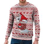 Sweats zippés pour fêtes de Noël rouge bordeaux à motif tie-dye en velours à paillettes à capuche à manches longues à col rond Taille XL plus size look fashion pour homme 