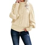 Pulls en laine d'automne beiges à manches longues à col rond Taille XXL look sportif pour femme en promo 