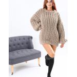 Pulls en laine marron clair en laine Taille 3 XL classiques pour femme 