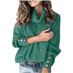 Pulls en laine verts à manches longues à col roulé Taille 5 XL look fashion pour femme 