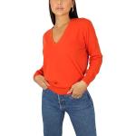 Pulls en laine orange à col en V Taille M look fashion pour femme 