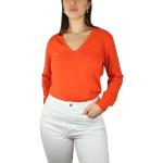 Pulls en laine orange à col en V Taille S look fashion pour femme 