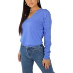 Pulls en laine bleus à col en V Taille XL look fashion pour femme 