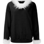 Pullovers noirs respirants à manches longues à col en V Taille 3 XL look fashion pour femme 