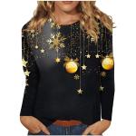 T-shirts col V pour fêtes de Noël noirs à col en V Taille 5 XL plus size look fashion pour femme 