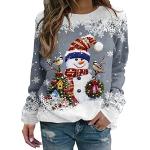 Sweats zippés pour fêtes de Noël d'automne blancs imperméables à capuche à manches longues à col rond Taille L plus size look casual pour femme 