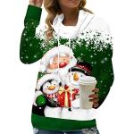 Pullovers pour fêtes de Noël verts à col rond Taille 4 XL plus size look sportif pour femme 