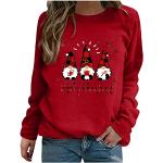 Sweats zippés pour fêtes de Noël rouges à capuche à col rond Taille XXL plus size look casual pour femme 