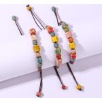 Bracelets de perles roses en céramique à perles style ethnique pour femme 