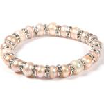 Bracelets de perles de soirée roses en acier à perles look fashion pour femme 