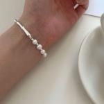 Bracelets de perles gris en métal à perles baroques & rococo pour femme 