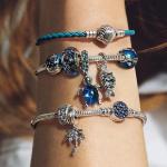 Bracelets de perles argentés en argent à perles à motif serpents look fashion pour femme 