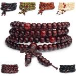 Bracelets marron à perles à motif Bouddha en bois look fashion pour femme 