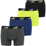 PUMA 4 Pack Boxer Boxershorts Men Pant Underwear Sporty Retro Pants, Farben:Grey Melange/Yellow, Größe Bekleidung:S