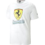 T-shirts à imprimés Puma Ferrari blancs en coton à motif moto pour homme 