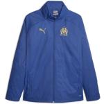 Vestes de foot Puma bleus foncé Olympique de Marseille coupe-vents à col montant Taille L look fashion pour homme 