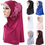 Hijabs gris en fibre synthétique à strass look fashion pour femme 