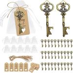 Porte-clés décapsuleurs pour invités de mariage bronze en plaqué Or en lot de 24 rétro 