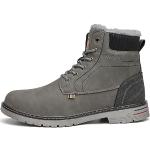 Chaussures de randonnée grises en cuir synthétique à motif animaux étanches à lacets Pointure 43 look fashion pour homme 