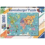 Puzzles Ravensburger imprimé carte du monde 100 pièces 