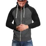Sweats zippés d'automne gris foncé à capuche à manches longues Taille XXL plus size look casual pour homme 