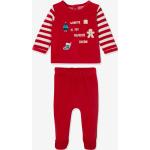 Pyjamas noël Vertbaudet rouge brique à rayures en velours Taille 2 ans pour bébé en promo de la boutique en ligne Vertbaudet.fr 