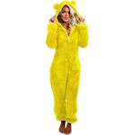 Pyjamas combinaisons d'automne jaunes en peluche Taille M look sexy pour femme 
