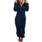 Pyjamas combinaisons bleues foncé à effet léopard en velours Taille 3 XL plus size look sexy pour femme 