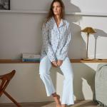 Pyjashorts Blancheporte bleus en coton à motif tulipes Taille XXL pour femme en promo 