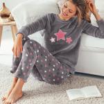 Pyjamas en polaires gris en polyester Taille M pour femme en promo 