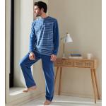 Pyjamas en velours bleus à rayures en velours Taille L pour homme 